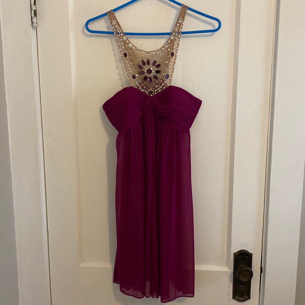 Beautiful beaded magenta dress!
